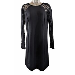 Philosophy Sheath Dress Womens Size 6 Black‎ Knee Length Long Lace Sleeves